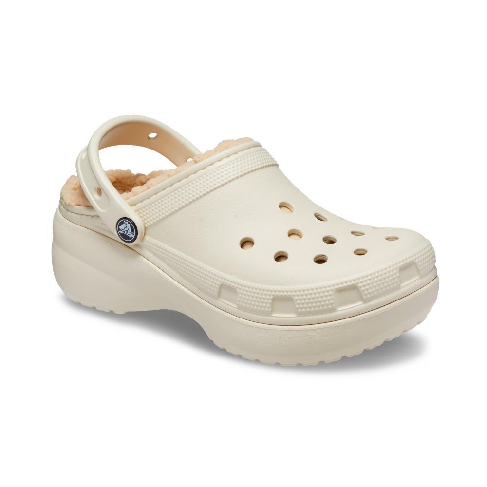 Sandália crocs classic plataform lined clog bone - 2