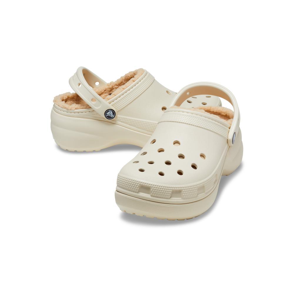 Sandália crocs classic plataform lined clog bone - 3