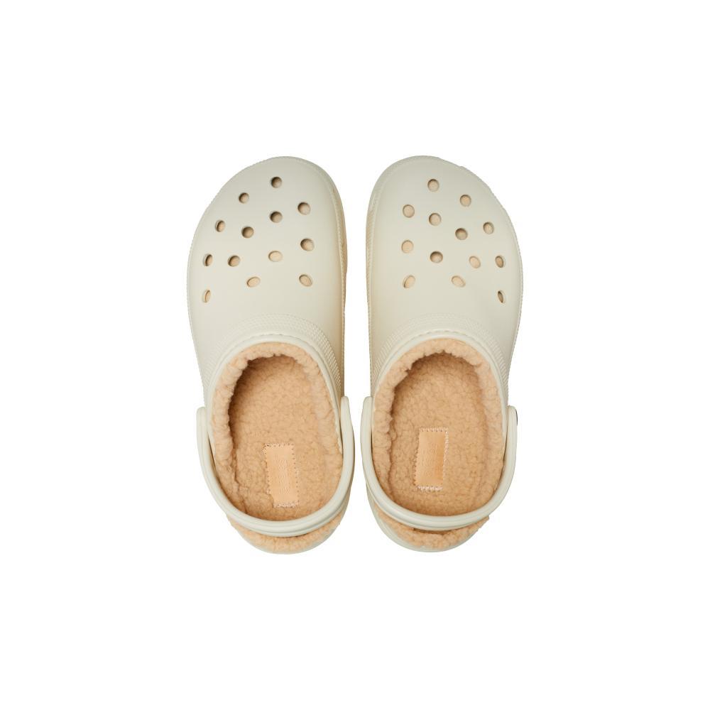Sandália crocs classic plataform lined clog bone - 4