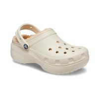 Sandália crocs classic plataform lined clog bone