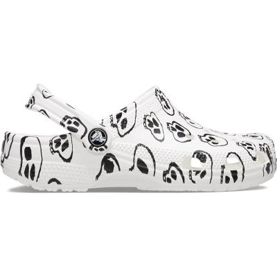 Sandália crocs classic skull print clog white/black