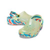 Sandália crocs classic translucent marbled clog sulphur/multi
