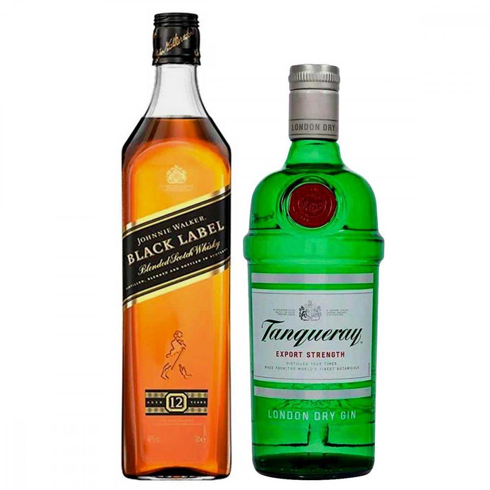 Gin Tanqueray 750 ml + Whisky Johnnie Walker Black Label 750 ml - 1