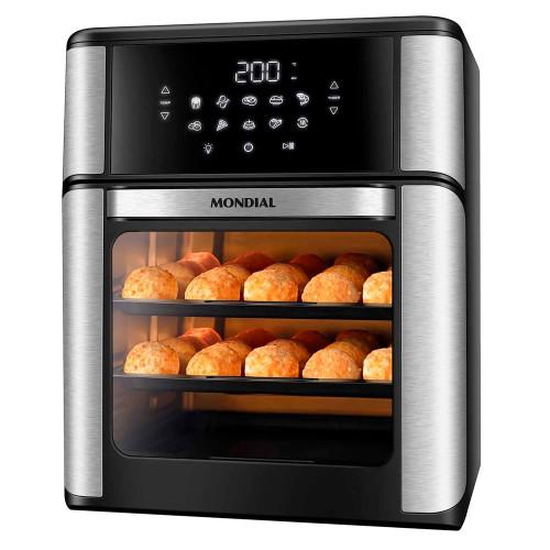 Fritadeira Elétrica Air Fryer Forno Oven 12L Mondial Preto/Inox AFON-12L-BI 2000W - 1