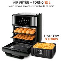 Fritadeira Elétrica Air Fryer Forno Oven 12L Mondial Preto/Inox AFON-12L-BI 2000W - 3