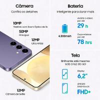 Smartphone Samsung Galaxy S24 256GB 5G 6,2  8GB RAM Câmera Tripla 50MP Selfie 12MP Dual Chip Android 14