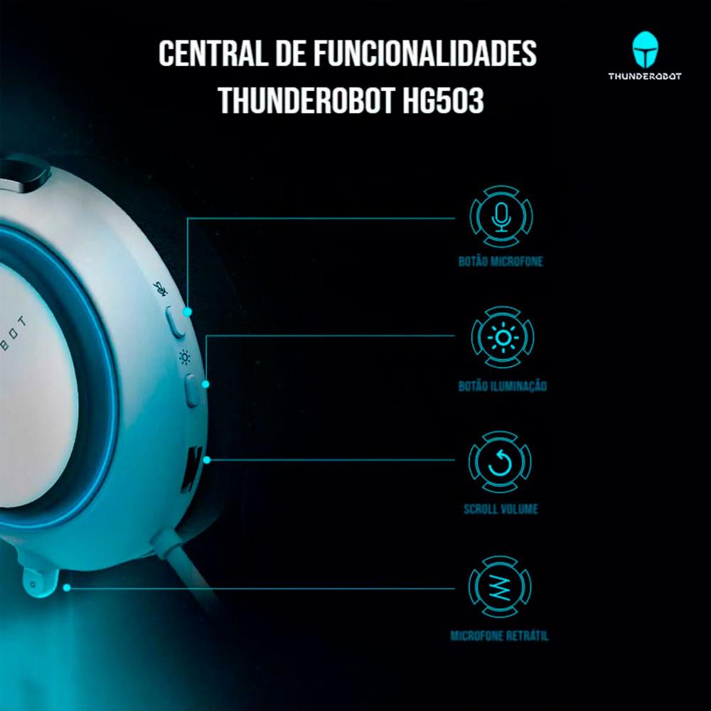 Headset Gamer ThundeRobot Silver Wing HG503 USB - 7