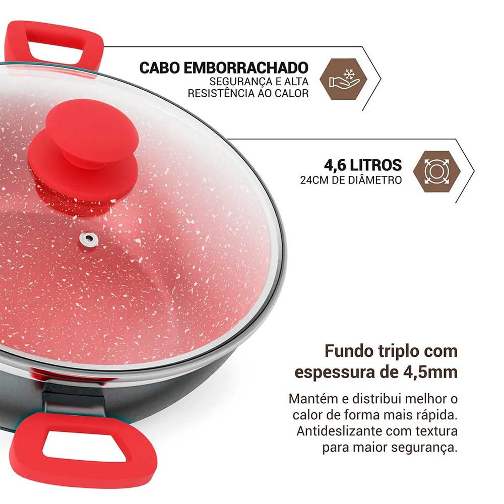 Panela Philco Redstone com Tampa de Vidro 4,6L - 4