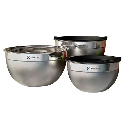 Conjunto de Bowls Inox Com Tampa Plástica Electrolux 3 Peças - 1