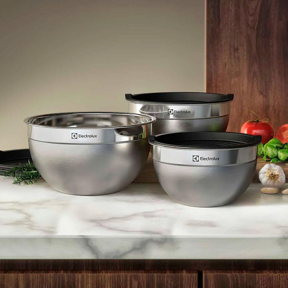 Conjunto de Bowls Inox Com Tampa Plástica Electrolux 3 Peças - 2