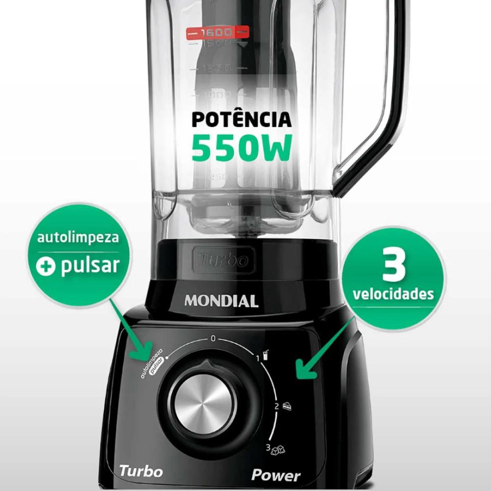 Liquidificador Doméstico Mondial L-99 FB Jarra de San Cristal 2,2L 550W 3 Velocidades 110V - 2