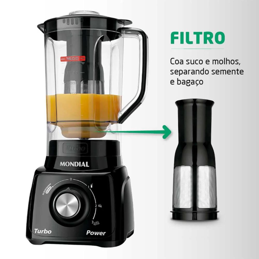 Liquidificador Doméstico Mondial L-99 FB Jarra de San Cristal 2,2L 550W 3 Velocidades 110V - 4