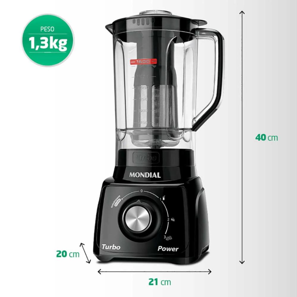 Liquidificador Doméstico Mondial L-99 FB Jarra de San Cristal 2,2L 550W 3 Velocidades 110V - 7