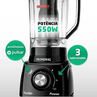 Liquidificador Doméstico Mondial L-99 FB Jarra de San Cristal 2,2L 550W 3 Velocidades 110V - 2