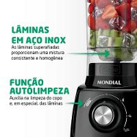 Liquidificador Doméstico Mondial L-99 FB Jarra de San Cristal 2,2L 550W 3 Velocidades 110V - 5