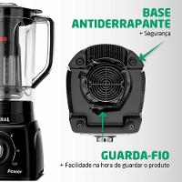 Liquidificador Doméstico Mondial L-99 FB Jarra de San Cristal 2,2L 550W 3 Velocidades 110V - 6