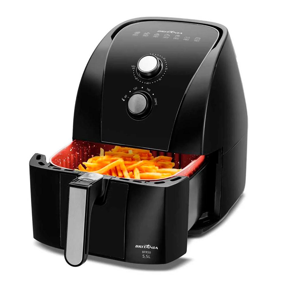 Fritadeira Elétrica Sem Óleo Air Fryer Britânia 5.5L 1500W BFR50 Redstone com Inox - 9