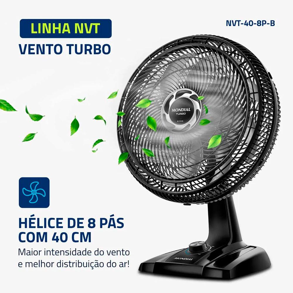 Ventilador de Mesa 40cm Mondial Turbo com 8 Pás 3 Velocidades - 2