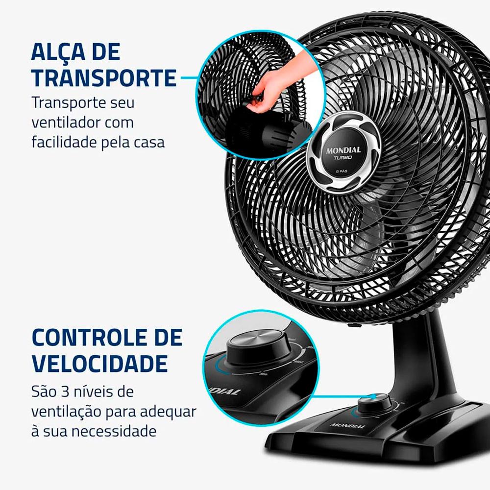 Ventilador de Mesa 40cm Mondial Turbo com 8 Pás 3 Velocidades - 5