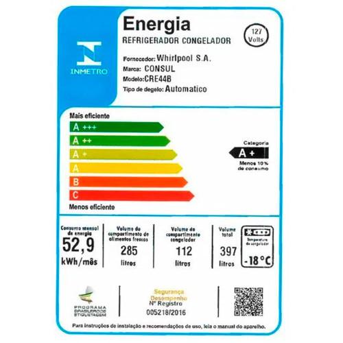 Geladeira CRE44BB Frost Free Duplex 397L com freezer embaixo Consul - 10