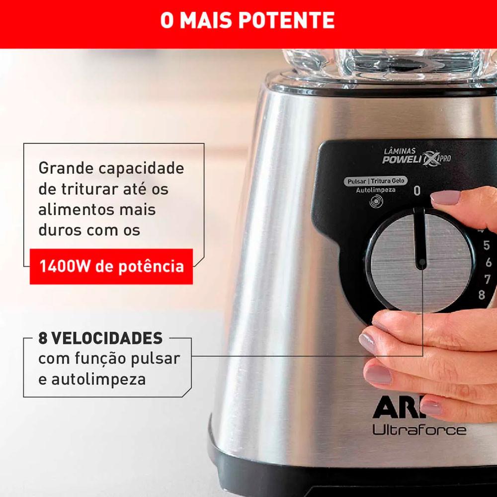 Liquidificador Arno Ultraforce Inox Jarra de Vidro LN92 - 2