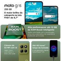 Smartphone Moto G15 256GB Grafite Vegan Leather Tela 6.7 Câmera Dupla 50MP Selfie 8MP Dual Chip Android 15 Motorola - 3