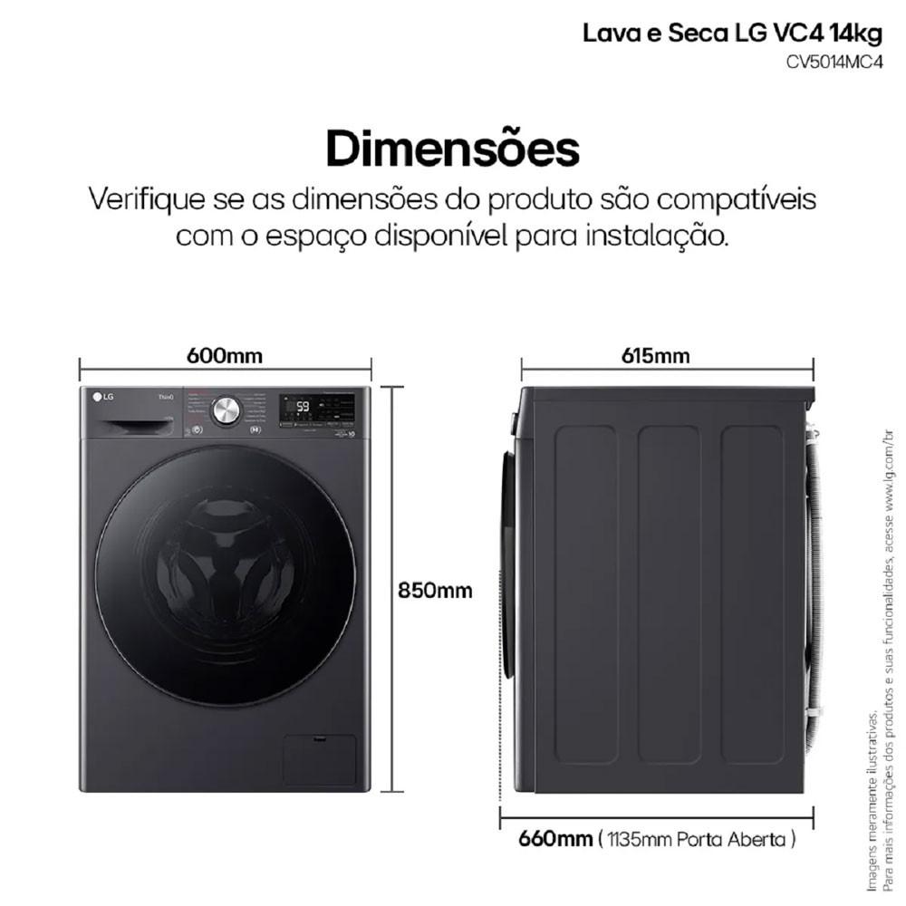 Lava e Seca Smart 14Kg Titanium com Inteligência Artificial AI DD LG - 3