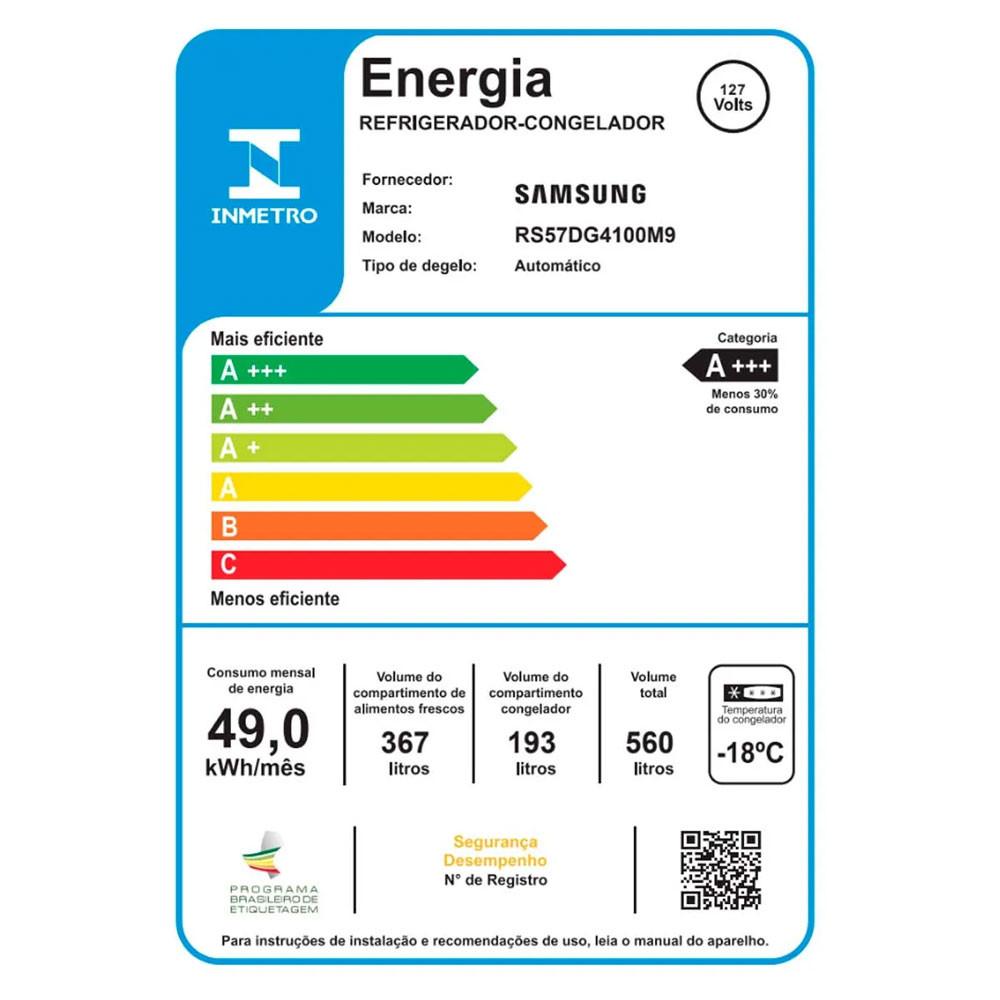 Geladeira Side by Side RS57 SmartThings Inox com Dispenser de Água, AI Energy Mode e SpaceMax 560 Litros Samsung - 10