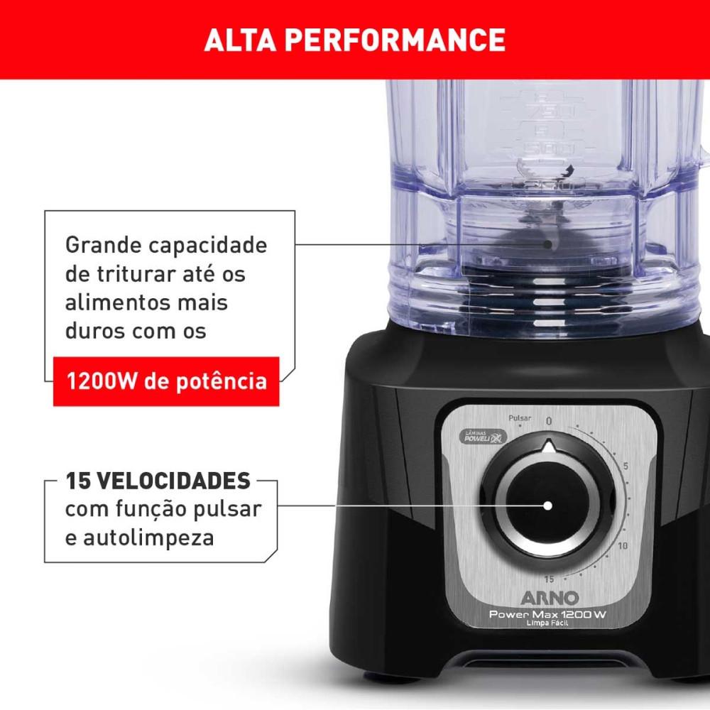 Liquidificador Arno Power Max Limpa Fácil LN78 3,1L 1200W - 3