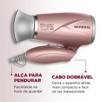Secador de Cabelos SC-47-GR Travel 1200W Golden Rose Bivolt Mondial - 6