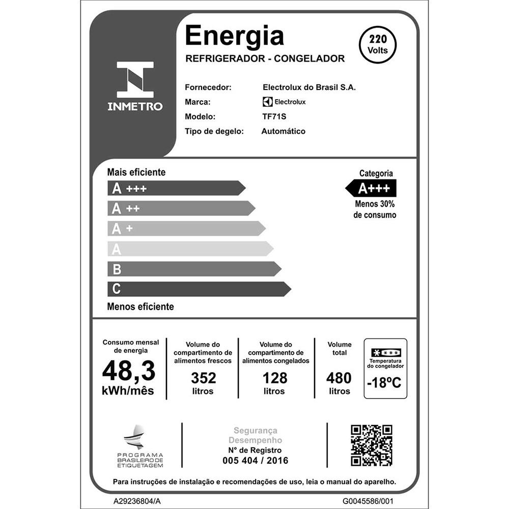 Geladeira Electrolux Frost Free TF71S Duplex Efficient com AutoSense Look 480 Litros - 9