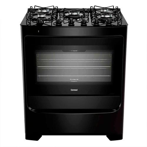 Fogão Consul 5 Bocas CFS5VBE Preto com Mesa de Vidro - 1