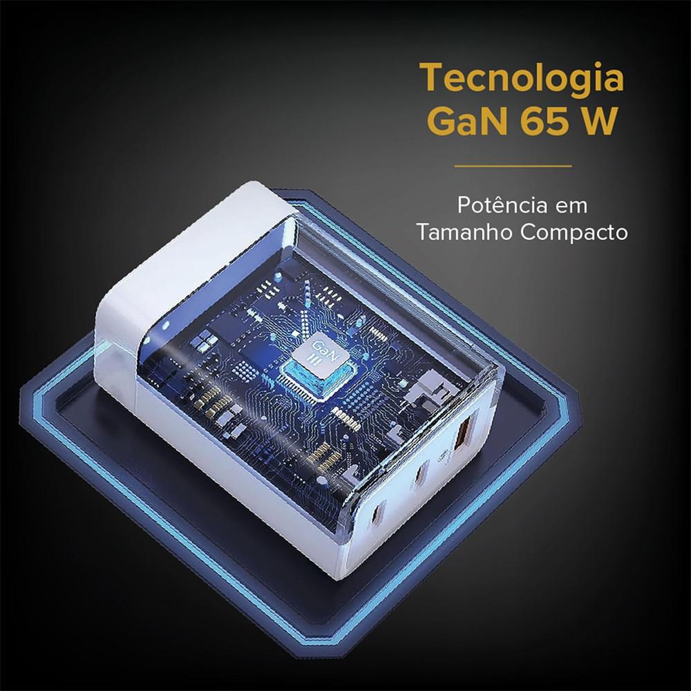 Carregador de Parede Ultra Rápido Power Delivery com 1 Saída USB-C 65W + 1 Saída USB-C 20W + 1 Saída USB-A 18W I2GO PRO - 6