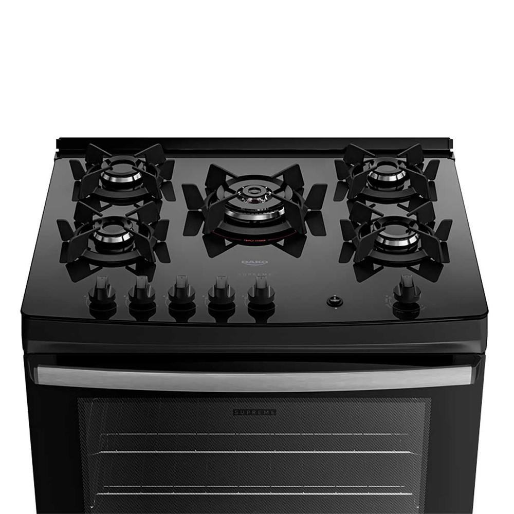 Fogão 5 Bocas com Mesa de Vidro e Tripla Chama Dako Supreme Glass - 6