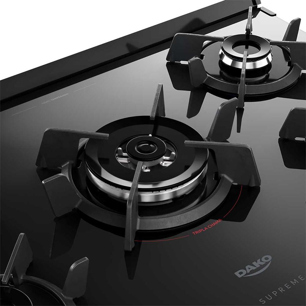 Fogão 5 Bocas com Mesa de Vidro e Tripla Chama Dako Supreme Glass - 8
