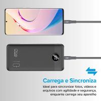 Cabo USB-C + USB-C 1,2M 3A Cinza i2GO