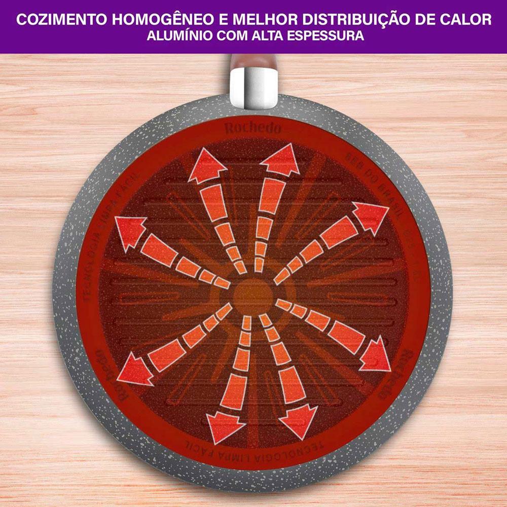 Grill Antiaderente Natural Stone Redondo 30cm Rochedo - 6