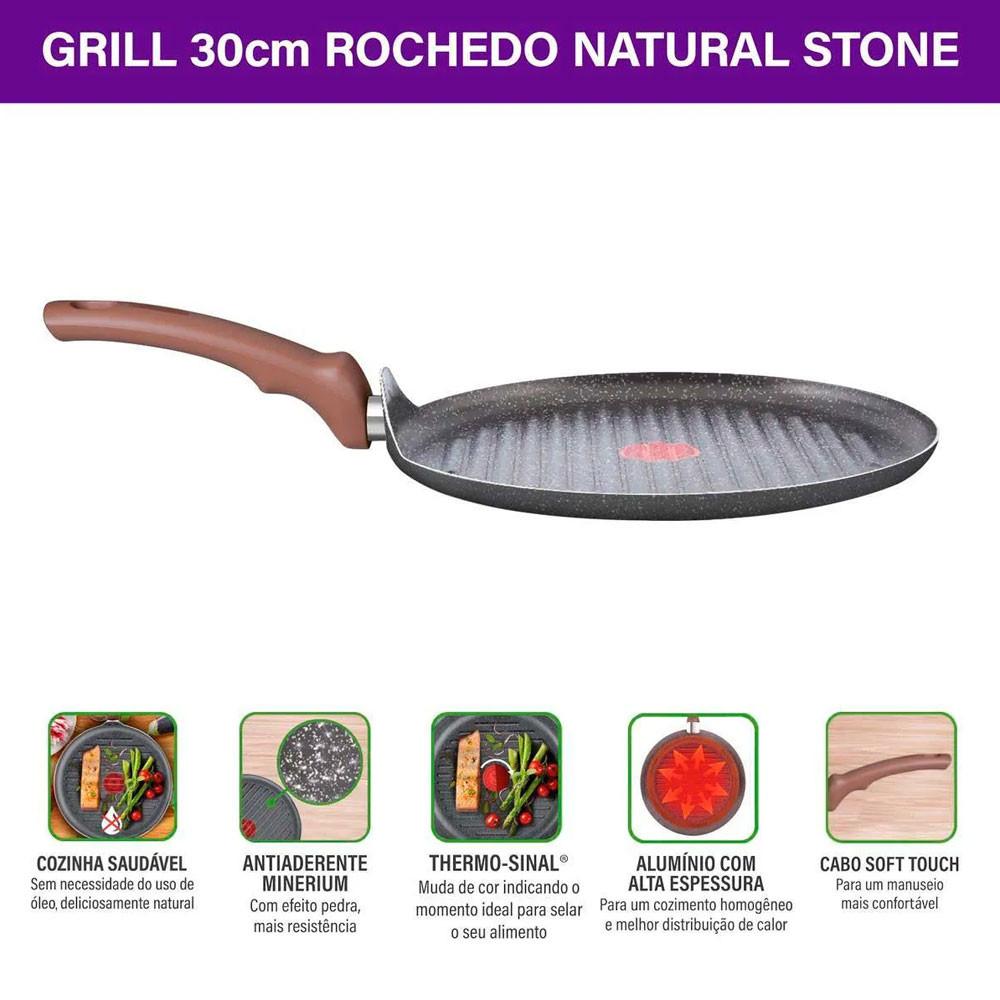 Grill Antiaderente Natural Stone Redondo 30cm Rochedo - 7
