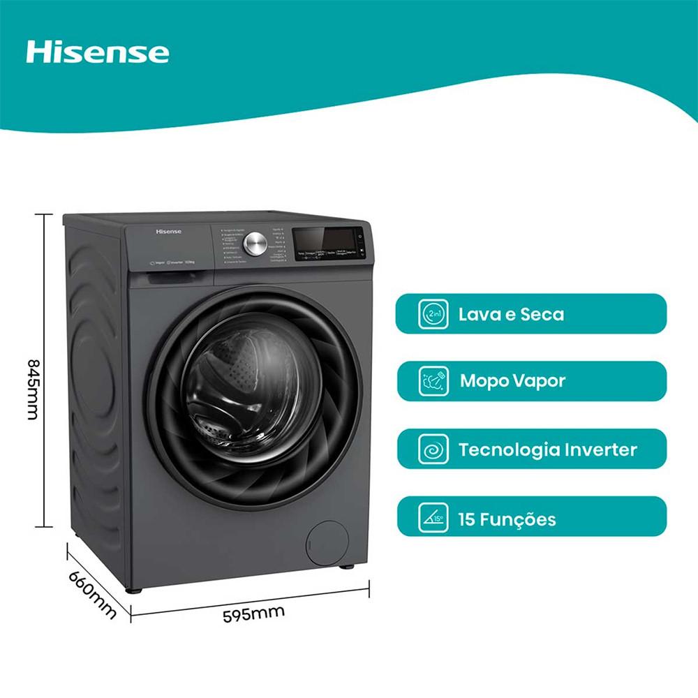 Lava e Seca WD5Q1342BT Steam com 13 Programas de Lavagem Hisense - 9