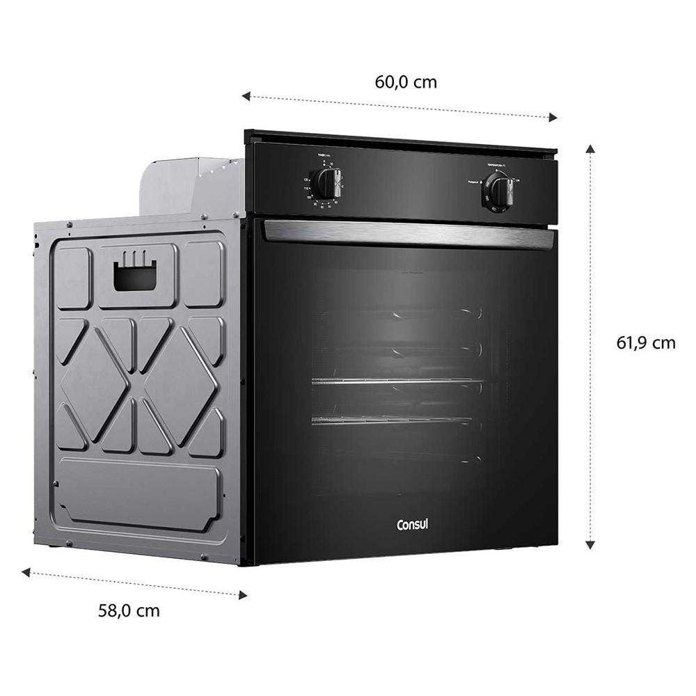 Forno de Embutir COA84CE a Gás 78L com Timer Sonoro e Grill Consul - 6