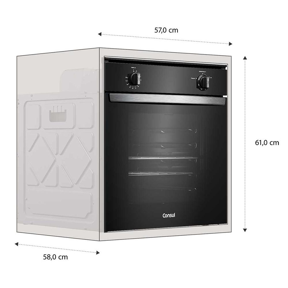 Forno de Embutir COA84CE a Gás 78L com Timer Sonoro e Grill Consul - 7