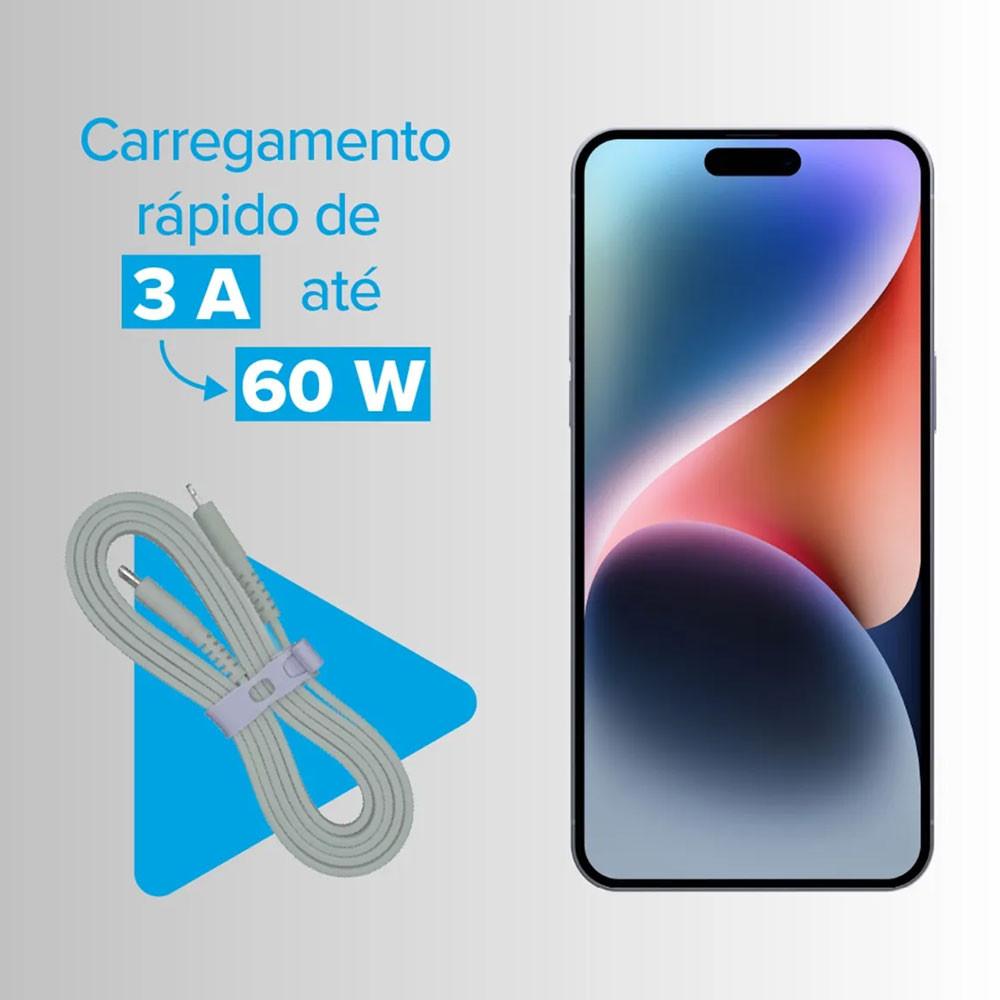 Cabo Lightning + USB-C 1,2 Metros 3A i2GO - 2