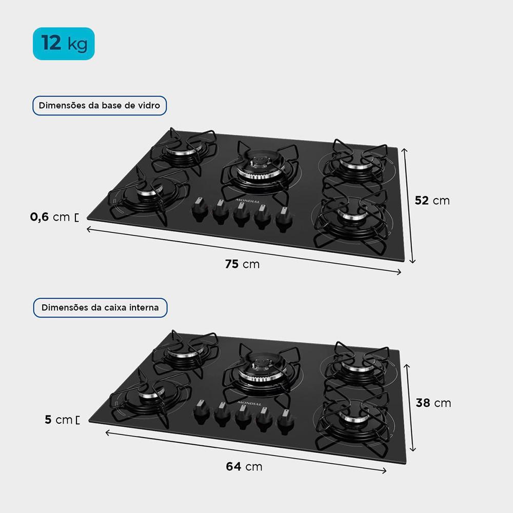 Cooktop 5 Bocas a Gás CTG-03 Mondial - 2