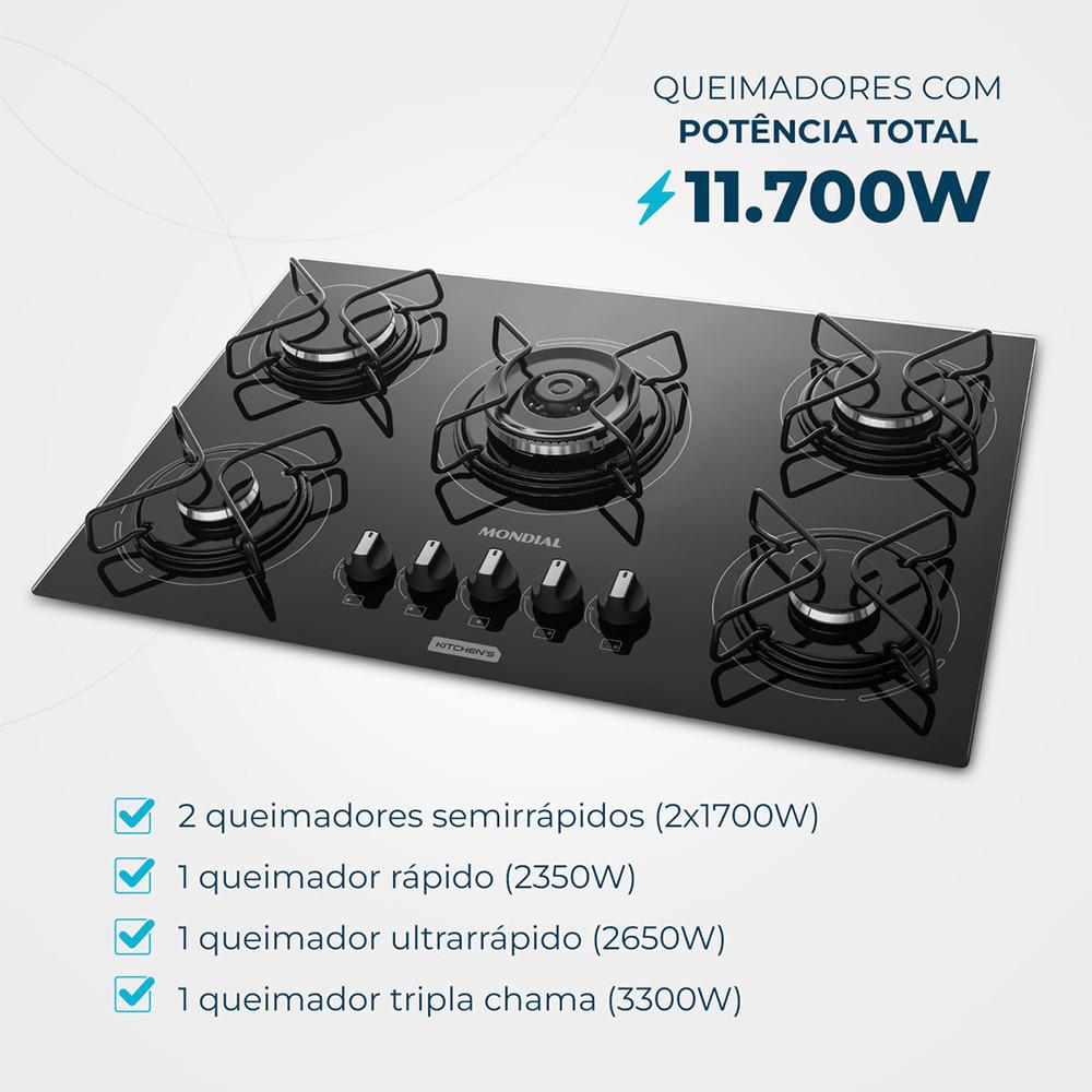 Cooktop 5 Bocas a Gás CTG-03 Mondial - 3