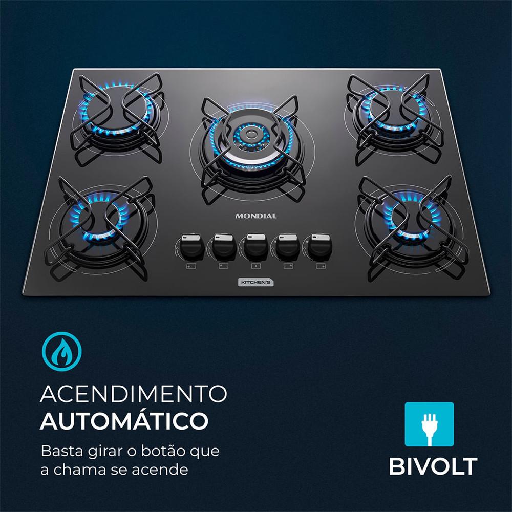 Cooktop 5 Bocas a Gás CTG-03 Mondial - 6