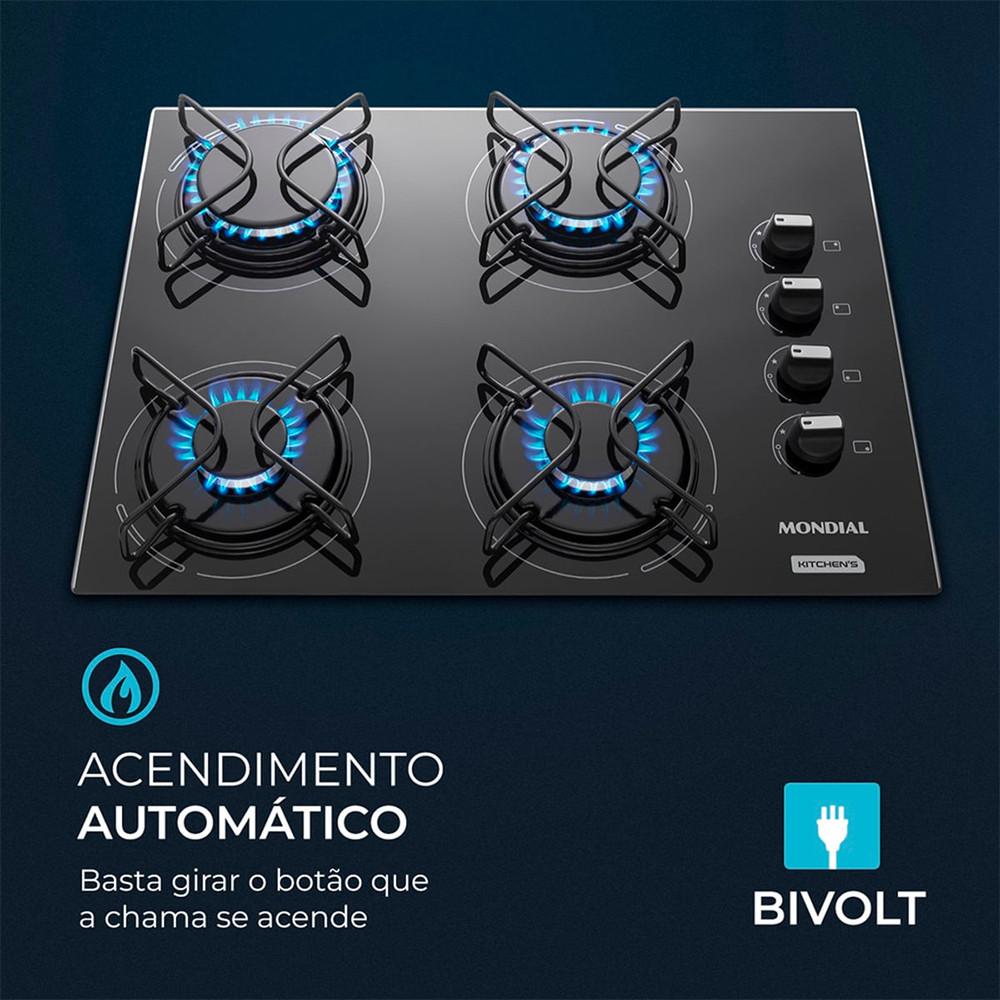 Cooktop 4 Bocas a Gás CTG-01 Mondial - 4