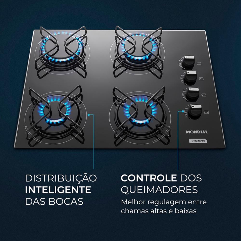 Cooktop 4 Bocas a Gás CTG-01 Mondial - 6
