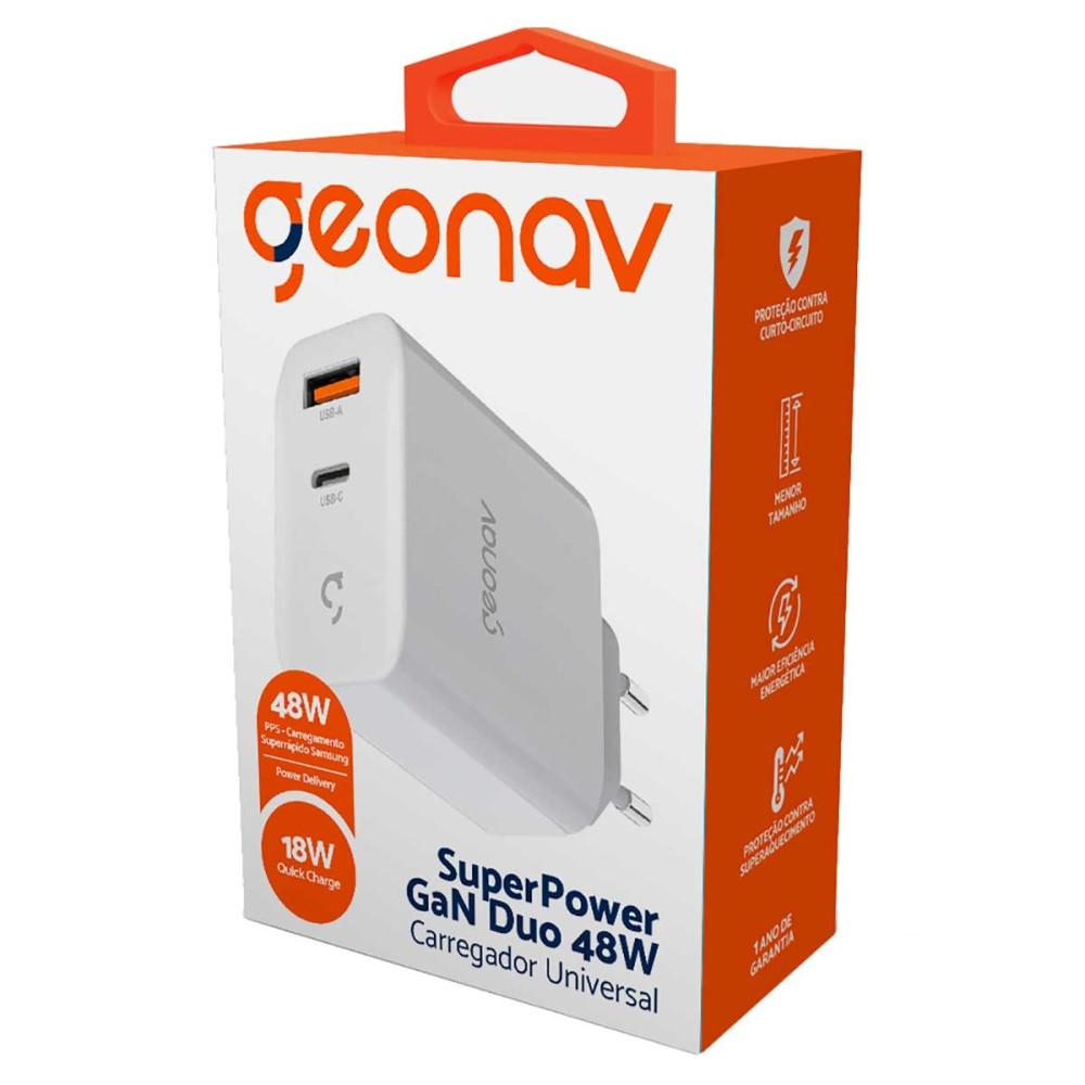 Carregador Ch48pdqcwt Tomada Super PowerGan Duo 48w Geonav - 6
