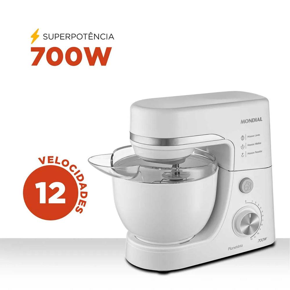Batedeira Planetária Mondial BP03-W 12 Velocidades Branca 700W 110V - 2