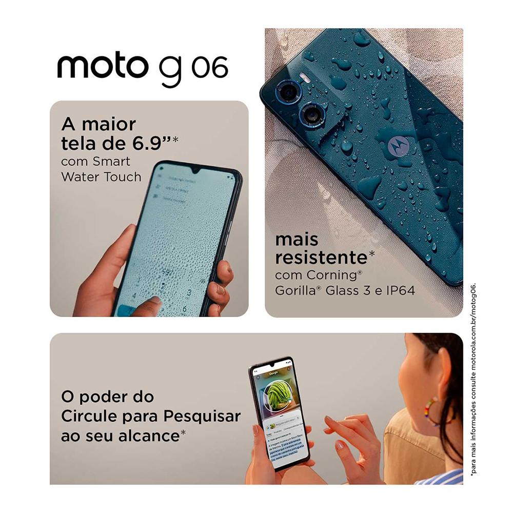 Smartphone Motorola Moto G06 256GB 12GB (4GB RAM + 8GB Ram Boost) Câmera 50MP com AI Bateria de 5200 mAh Tela 6.9 Polegadas - 6